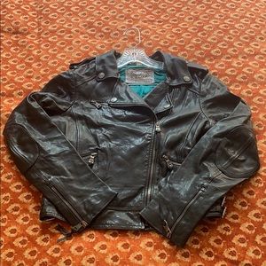 Coach black leather jacket size M